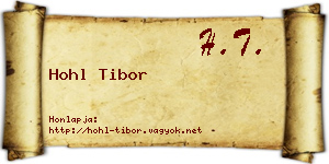 Hohl Tibor névjegykártya